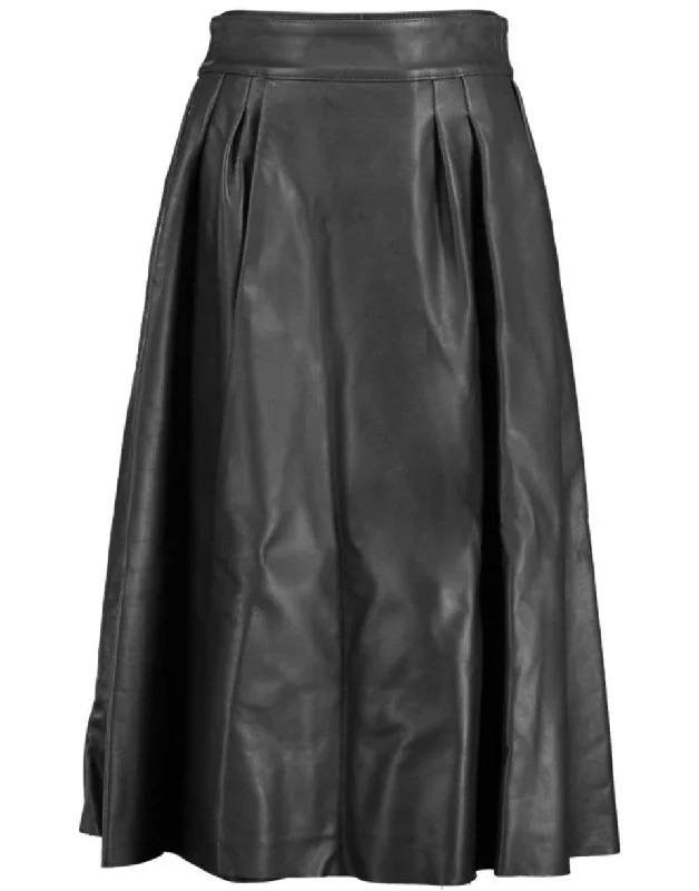 Pleated Leather Skirt chiffon skirt airy