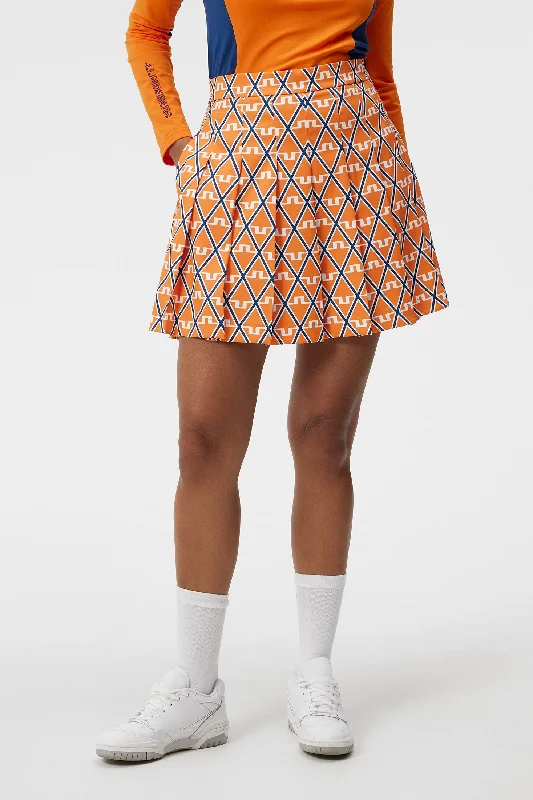 J.Lindeberg Womens Adina Print Gold skirt - EXUBERANCE DIAMOND flowy skirt hem