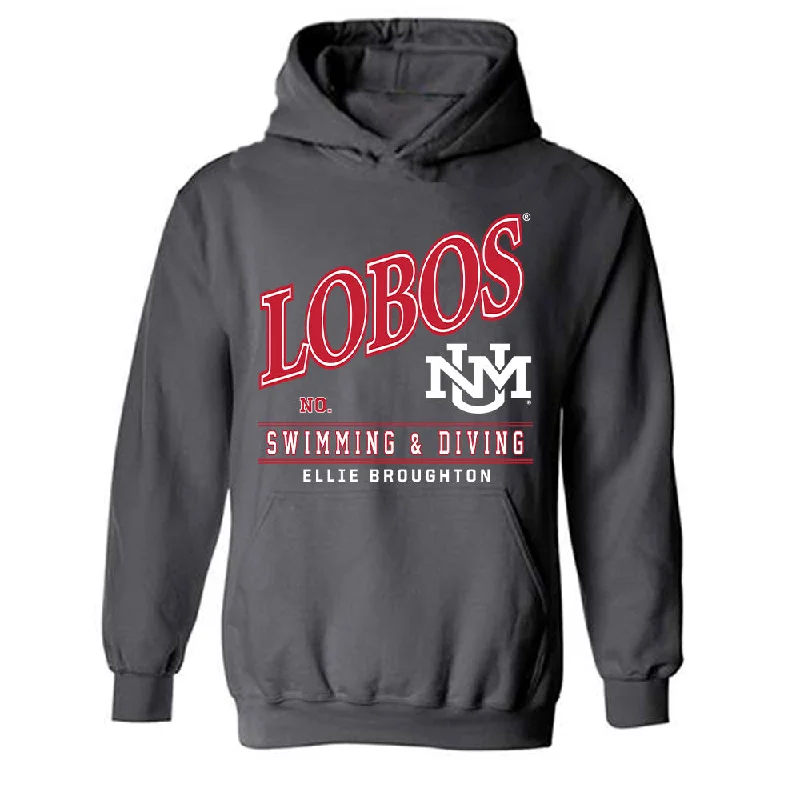 New Mexico - NCAA Women's Swimming & Diving : Ellie Broughton - Hooded Sweatshirt Hoodie with Snap Buttons Easy Quick