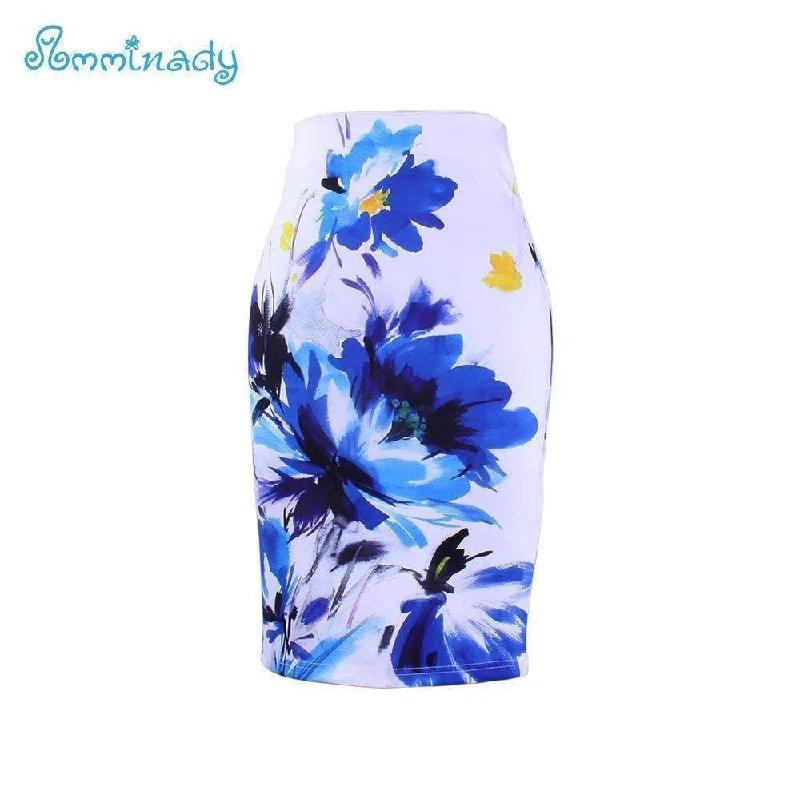 Women Colorful Printed Pencil Skirt midi skirt versatile