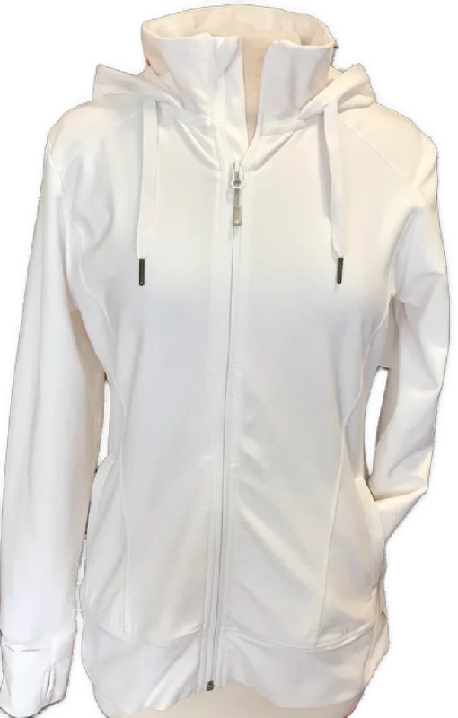 ITIPG White Full Zip Drawstring Hoodie Size L Hoodie with Hem Patch Decorative Personalized ITIPG White Full Zip Drawstring Hoodie Size L Hoodie with Hem Patch Decorative Personalized