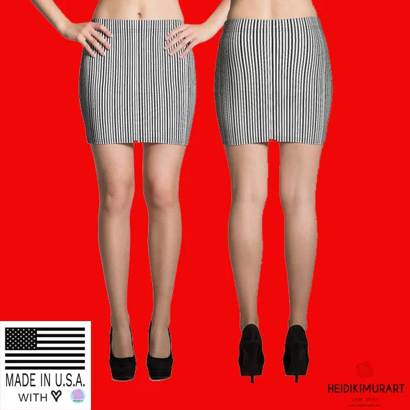 Modern Black White Vertical Stripe Print Women's Best Premium Mini Skirt- Made in USA/EU lace skirt romantic Modern Black White Vertical Stripe Print Women's Best Premium Mini Skirt- Made in USA/EU lace skirt romantic