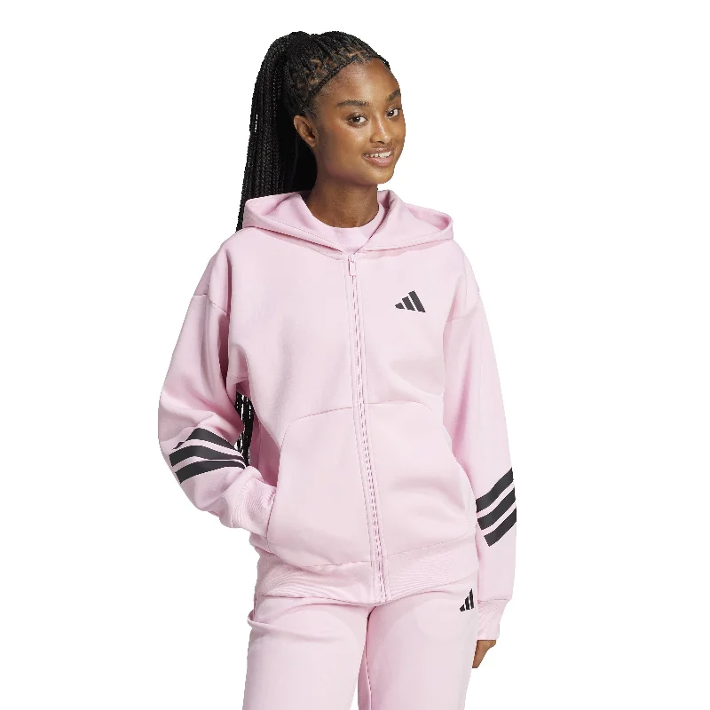adidas Future Icons 3-Stripes Full-Zip Womens Hoodie Hoodie with Button Placket Classic Preppy