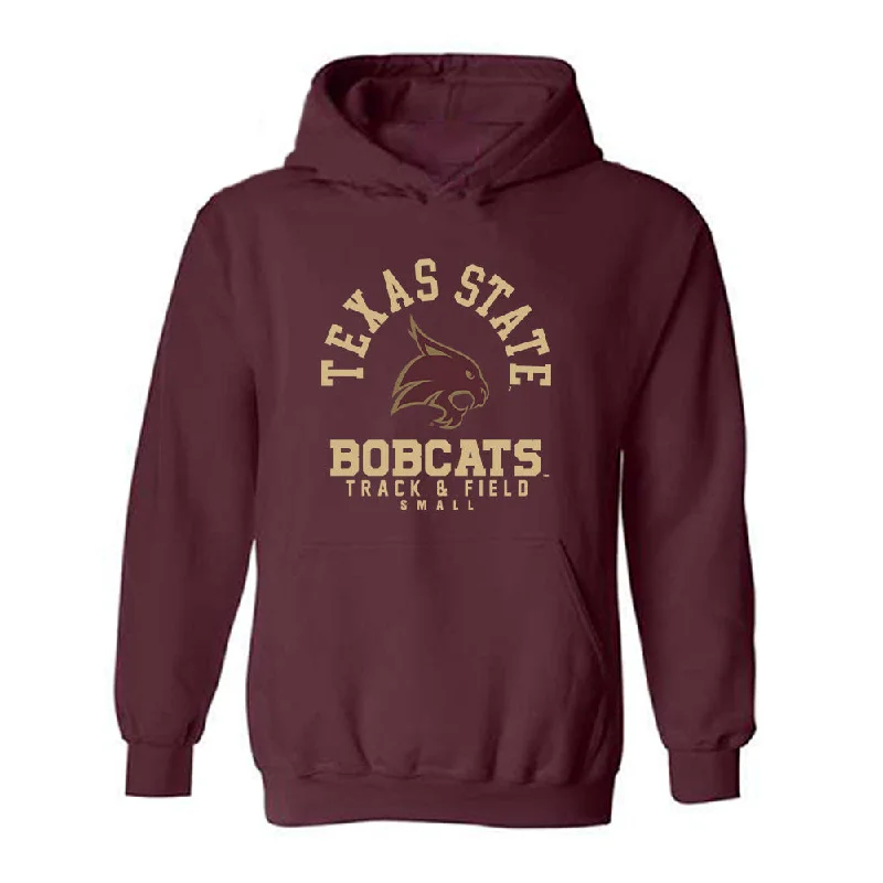 Texas State - NCAA Women's Track & Field : Lauryn Small - Classic Fashion Shersey Hooded Sweatshirt Hoodie with Exposed Zipper Edgy Industrial