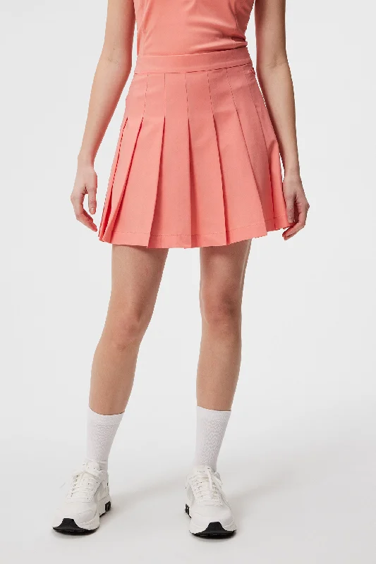 J.Lindeberg Womens Adina Skirt - Burnt Coral ribbed skirt waist