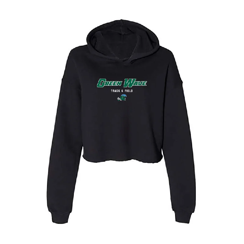 Tulane - NCAA Women's Track & Field : Elena Liano Rengel - Women's Crop Fleece Hoodie Hoodie with Front Slit Layering Stylish