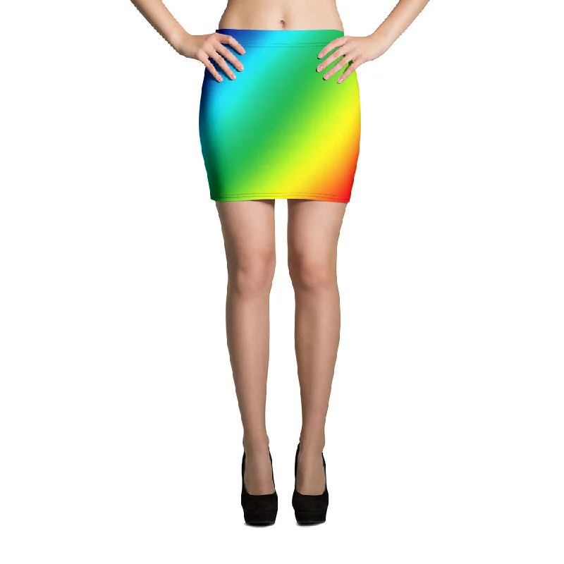 Rainbow Women's Mini Skirt, Colorful Bright Ombre Gay Pride Short Skirt- Made in USA/EU athletic skirt fit Rainbow Women's Mini Skirt, Colorful Bright Ombre Gay Pride Short Skirt- Made in USA/EU athletic skirt fit
