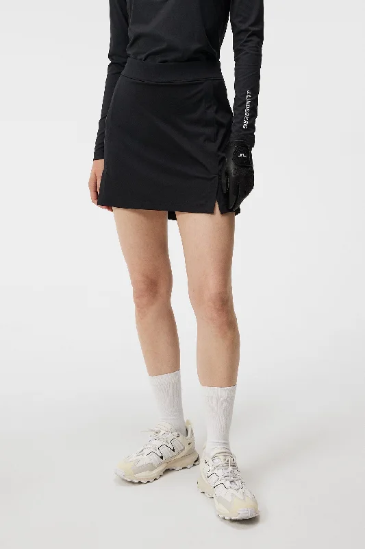 J.Lindeberg Womens Amelie Mid Golf Skirt - BLACK relaxed fit skirt