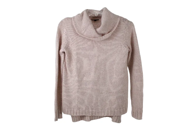 The Limited Pink Turtleneck Shimmer Sweater | S Spandex Blend Rayon Blend Denim Blend