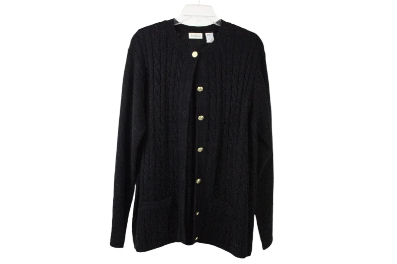 Classic Elements Black Cable Knit Sweater | XL Lace Blend Ribbed Blend Corduroy Blend