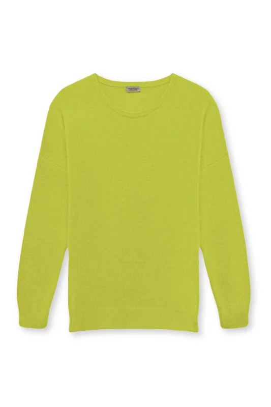 Calvine Boxy Crew Sweater | Lime Lace Blend Ribbed Blend Corduroy Blend