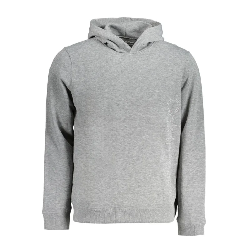 Gray Polyester Sweater Front Pockets Side Pockets Patch Pockets
