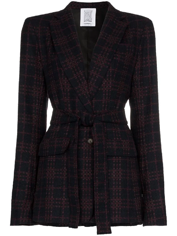 intarsia pattern belted wool blazer Women's Trench Blazer
