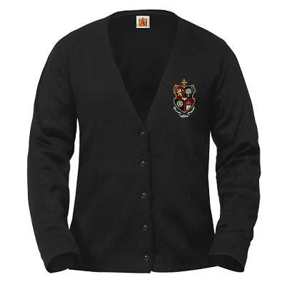Girls Fine Gauge V Neck Cardigan Patchwork Embroidered Appliqued