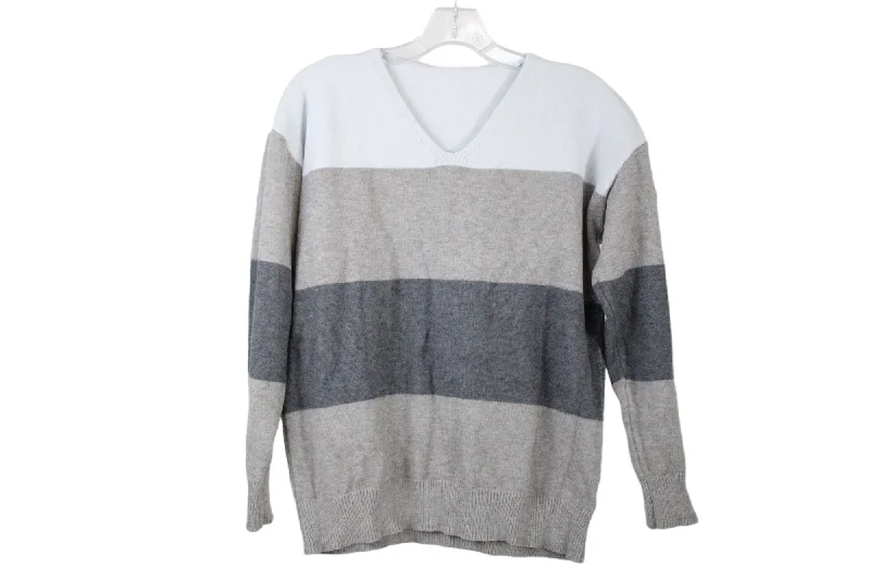 Shein Gray Color Blocked Sweater | L Polka Dot Checkered Tartan