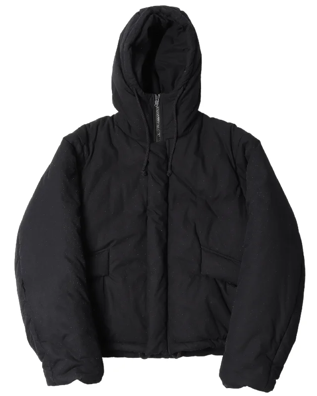 Season 5 Cropped Cotton Puffer Jacket Boat Neck Shawl Collar Notched Collar