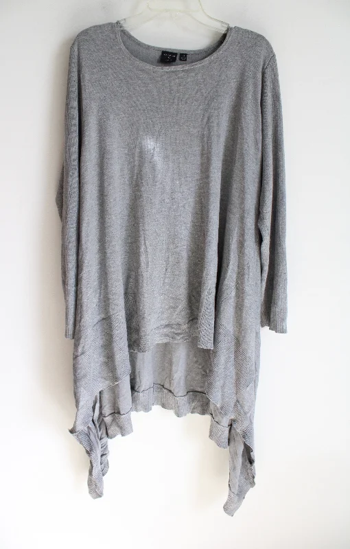 Devotion By Cyrus Gray Knit Asymmetrical Sweater | 3X Zippered Buttoned Snapped