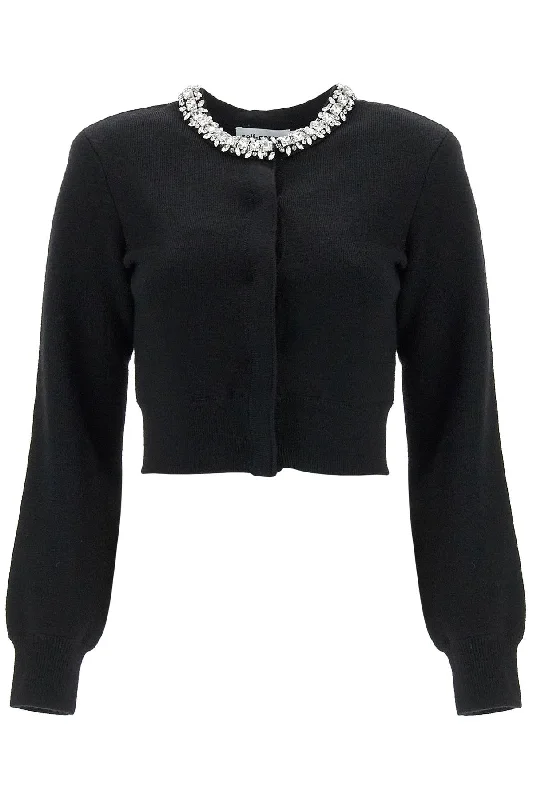 wool and cotton cardigan with crystals. RS25 102C B BLACK Modern Contemporary chic
