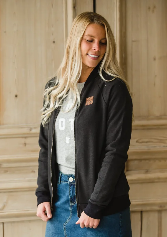 Sota' Black Knit Bomber Jacket - FINAL SALE Fleece Fabric Down Fabric Feather Fabric