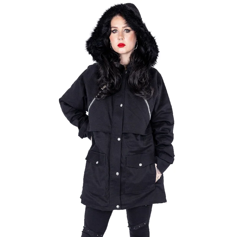 SYLVIA PARKA - BLACK Classic Quilted Parka Coat
