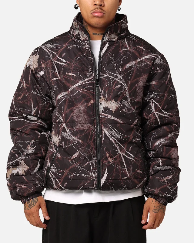 X-Large Wave Dye Puffer Jacket Dark Camo Faux Fur Fabric Real Fur Fabric Shearling Fabric