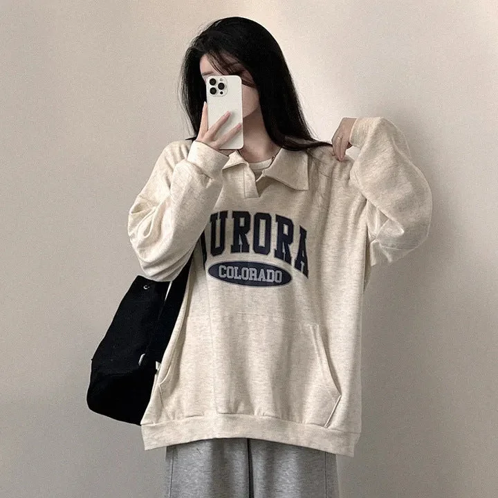 IKEARLAXManufacturer polo lapel sweater thin Korean version of women's winter velvet thickened oversize Popular gas age reduction super good-looking Spandex Blend Rayon Blend Denim Blend