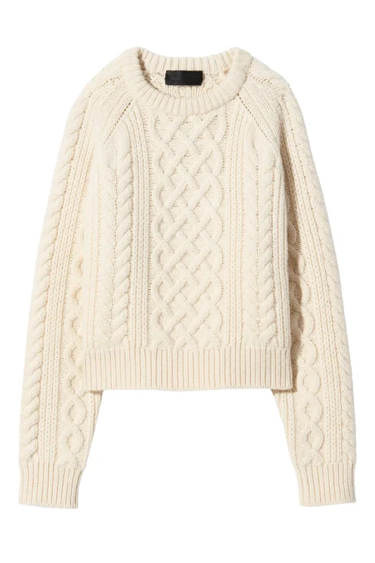 Coras Sweater | Ivory Graphic Sweater Embroidered Appliqued