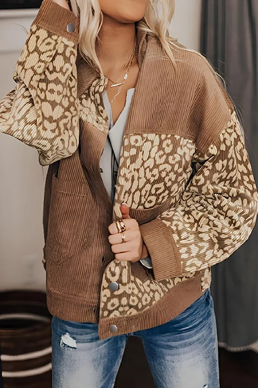Hazel Blues® | Leopard Button Up Drop Shoulder Jacket Hoodie Zip-Up Jacket Button-Up Jacket Hazel Blues® | Leopard Button Up Drop Shoulder Jacket Hoodie Zip-Up Jacket Button-Up Jacket