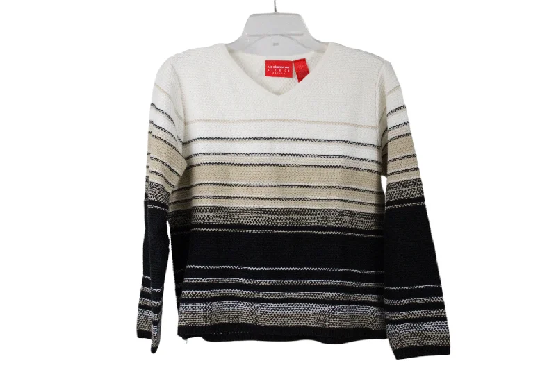 Liz Claiborne Striped Knit Sweater | Petite S Striped Floral Plaid