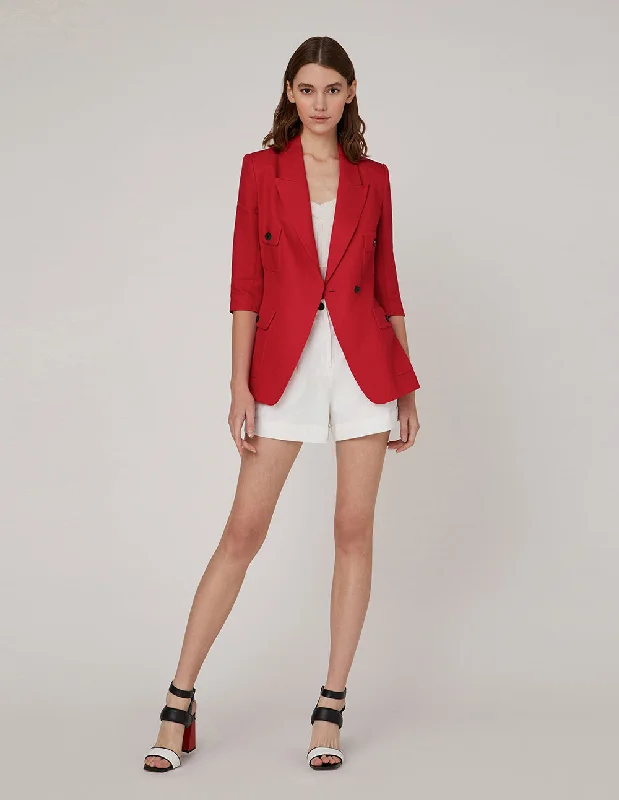 MARYLING Red Multi-Pocket Blazer Women's Designer Suit