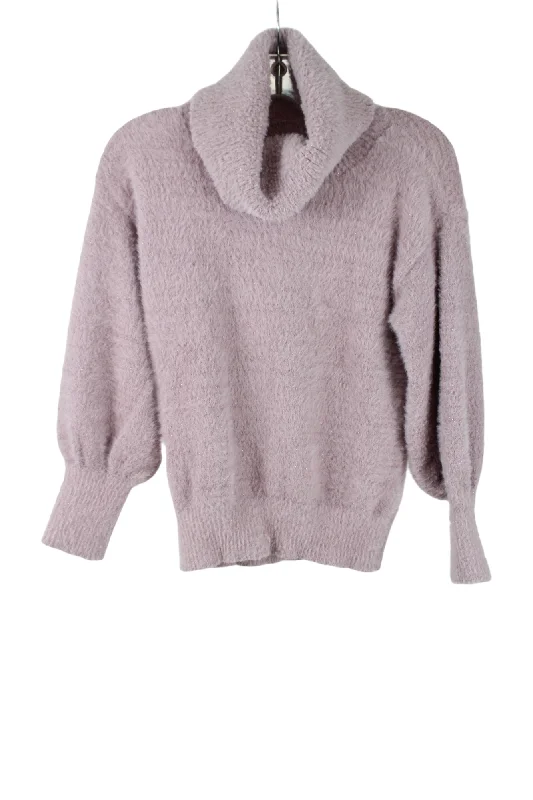 Nine West Pink Shimmer Eyelash Sweater | XS Spandex Blend Rayon Blend Denim Blend