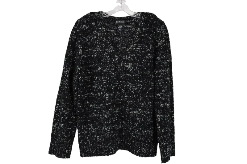 New York & Company Black Knit Sweater | L Wool Fabric Cashmere Fabric Tweed Fabric
