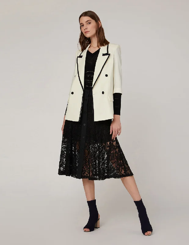 MARYLING CONTRAST EDGE DOUBLE BREASTED BLAZER Women's Daily Blazer