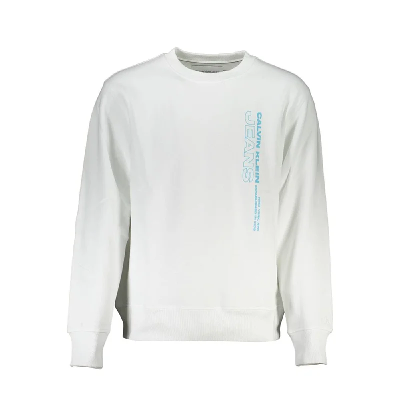 Crisp White Crew Neck Cotton-blend Sweater Chenille Fabric Brocade Fabric Lace Fabric