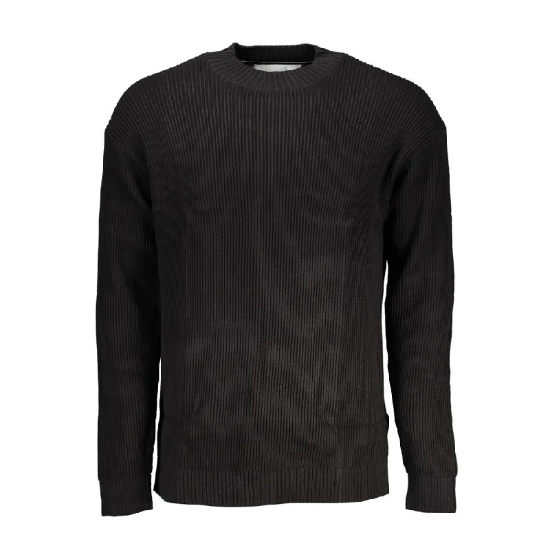 Sleek High Neck Embroidered Sweater Ribbed Striped Patterned