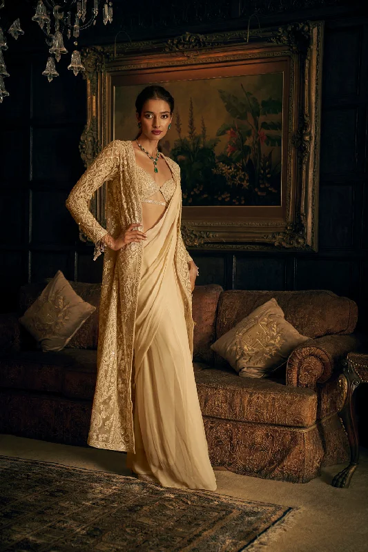 Nude Stitched & Jacket Saree Faux Fur Jacket Real Fur Jacket Shearling Jacket