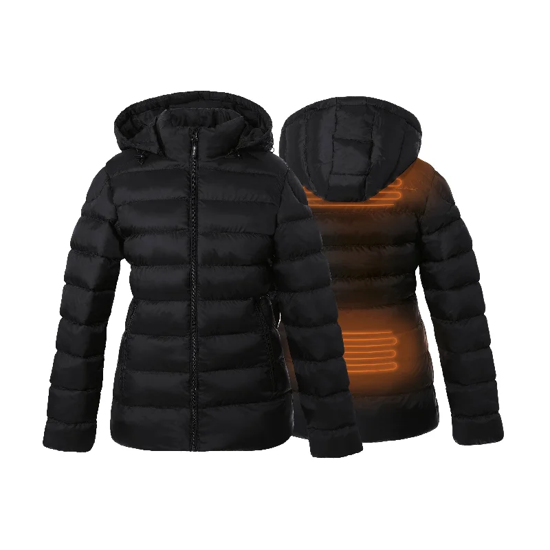 Heated padded jacket - Slim fit for Women - With Adjustable hood V-Neck Jacket Boat Neck Jacket Square Neck Jacket Heated padded jacket - Slim fit for Women - With Adjustable hood V-Neck Jacket Boat Neck Jacket Square Neck Jacket