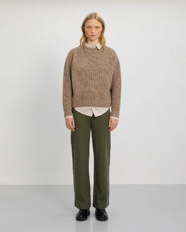 Cropped Knit Sweater Wool-Blend Beige Lightweight Heavyweight Midweight