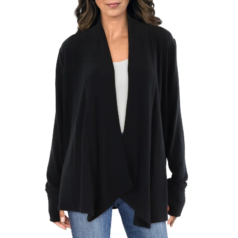 Womens Open Front Stretch Cardigan Sweater Transparent Opaque Sheer