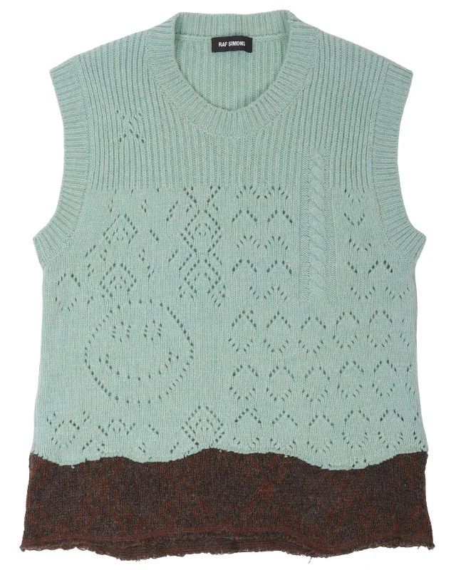 Knit Sweater Vest Print Jacquard Patchwork