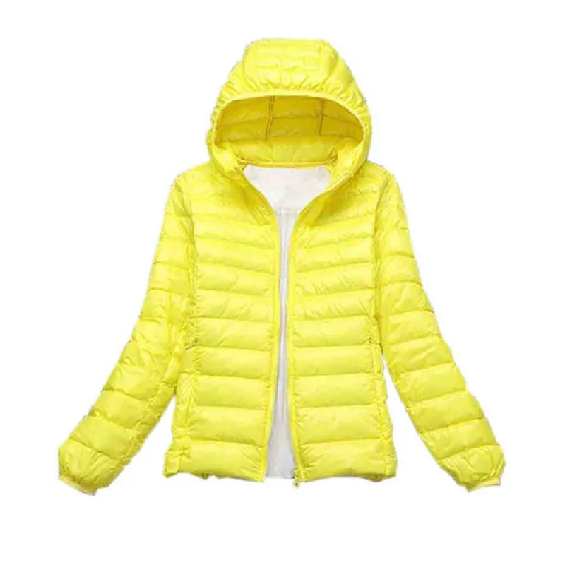 Teogo Brand Women Ultra Light Down 90% White Duck Down Jacket Coat ladies' Hooded Down Parkas 18 colors Adjustable Waist Parka Coat