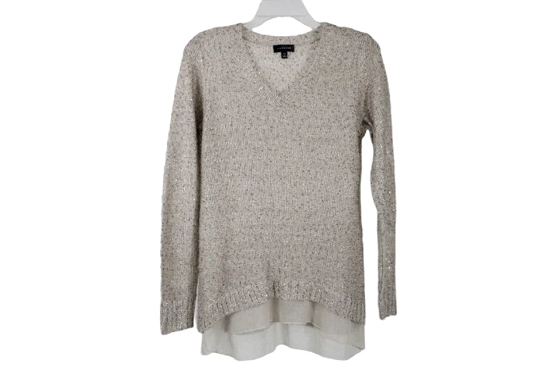 The Limited Tan Sequined Sweater | XS Denim Fabric Leather Fabric Suede Fabric