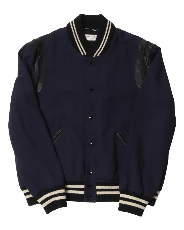 Navy Teddy Jacket Hooded Jacket Caped Jacket Shawl Collar Jacket