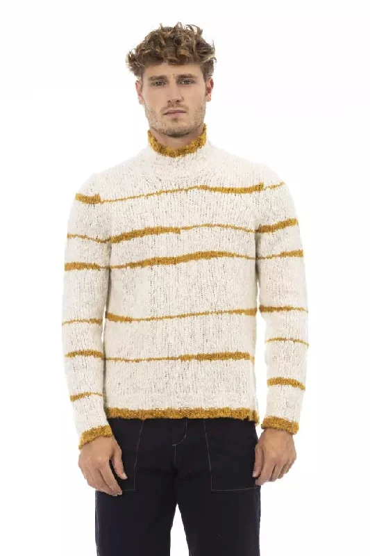 Beige Acetate Men Sweater Wool Sweater Cotton Sweater Cashmere Sweater