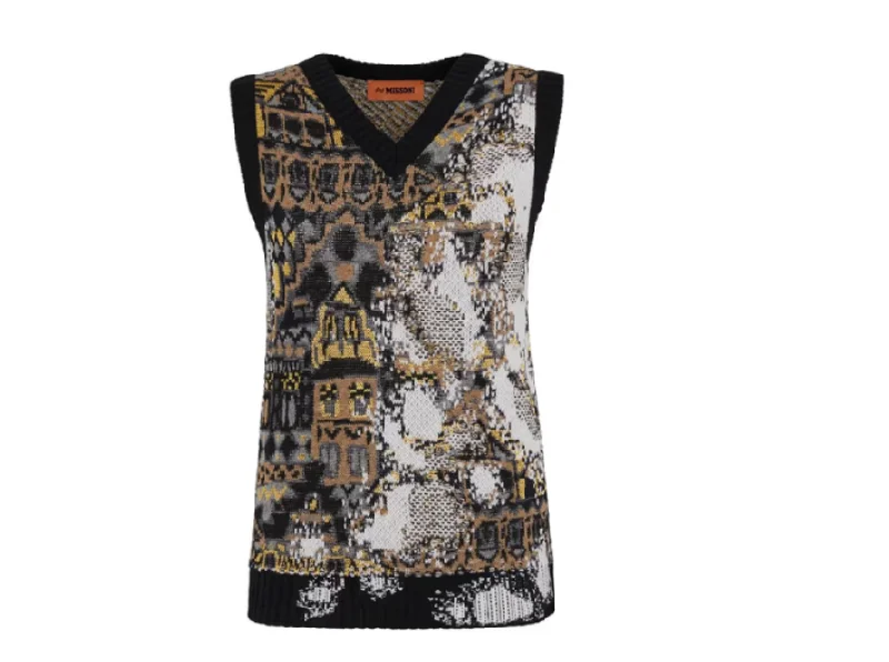Missoni Abstract Print Knit Sweater Vest Cashmere Blend Cotton Blend Poly Blend