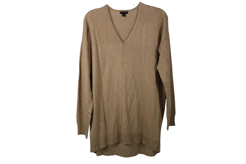 Ann Taylor Brown Knit Sweater | L Ribbed Striped Patterned