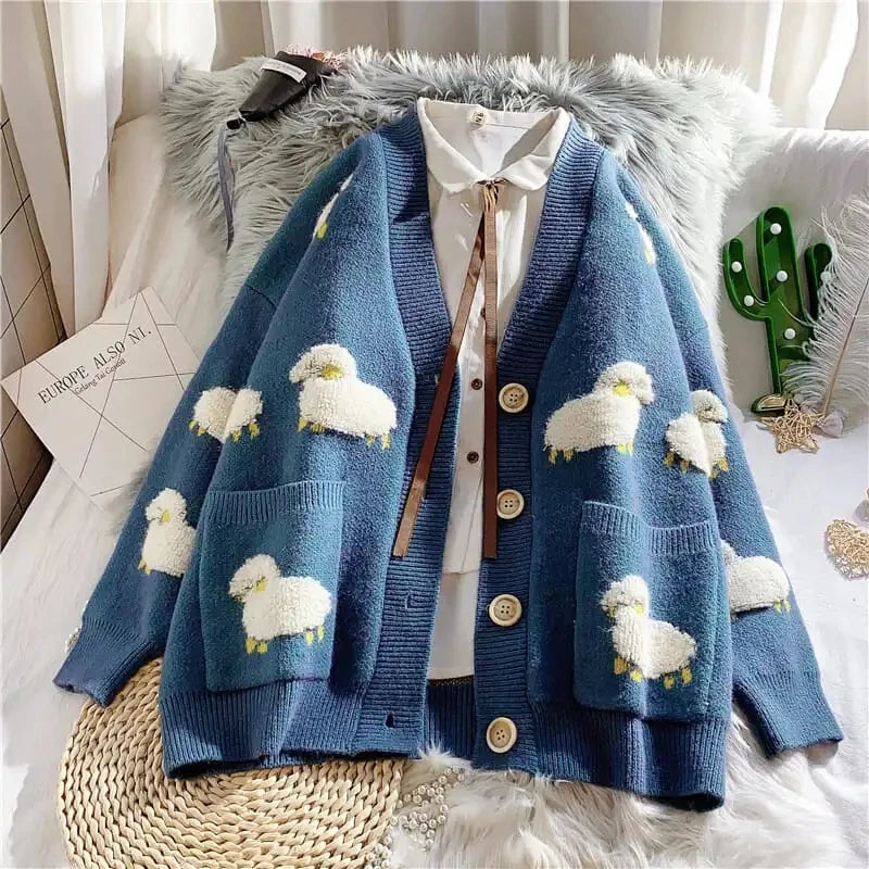 Fluffy Sheep Thick Sweater Cardigan Anti-Pilling Anti-Shrink Durable