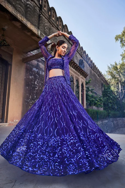 Bright Purple Jacket Lehenga Set Faux Fur Jacket Real Fur Jacket Shearling Jacket