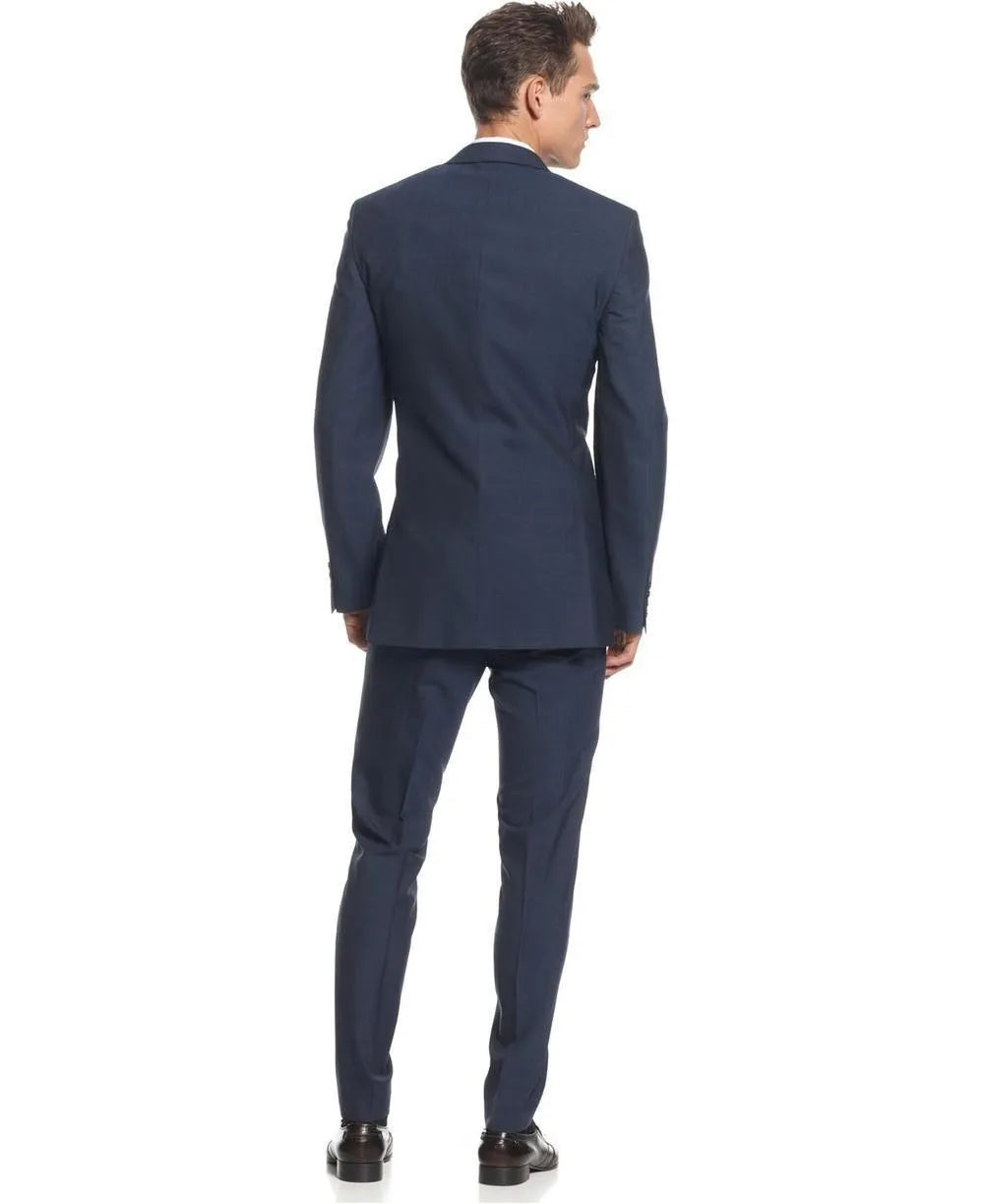 Side Vent Groom Tuxedos Navy Blue Groomsmen Notch Lapel Best Man Suit/Bridegroom/Wedding/Prom/Dinner Suits (Jacket+Pants+Tie+Vest) K593 One-Shoulder Jacket Off-the-Shoulder Jacket Asymmetrical Jacket