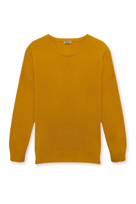 Calvine Boxy Crew Sweater | Ochre Striped Floral Plaid